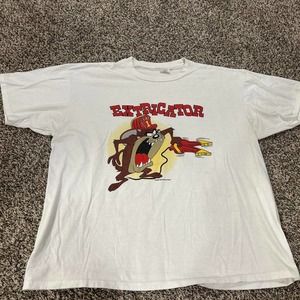 Vintage taz looney tunes firefighter  1995 Warner Bros Velva Sheen Shirt
